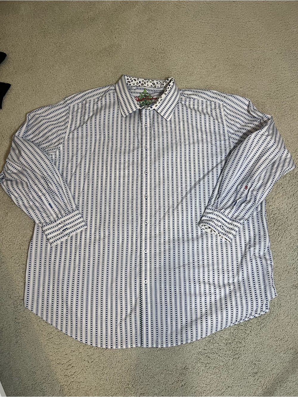 Robert Graham Men's Blue, Purple and Green Striped Button-Up Shirt 3XL